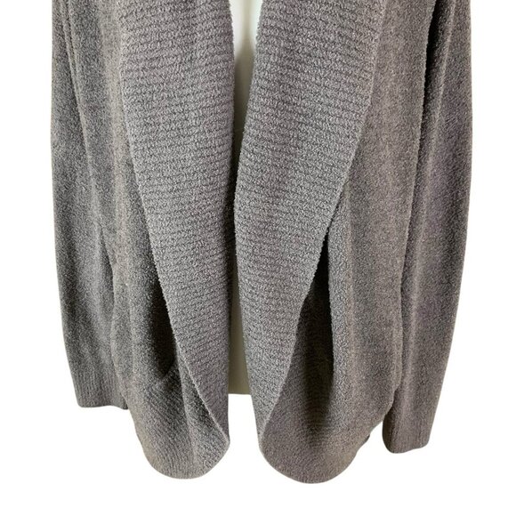 Barefoot Dreams CozyChic Lite Brown Drape Front Open Cardigan L  XL Lounge - Picture 3 of 7
